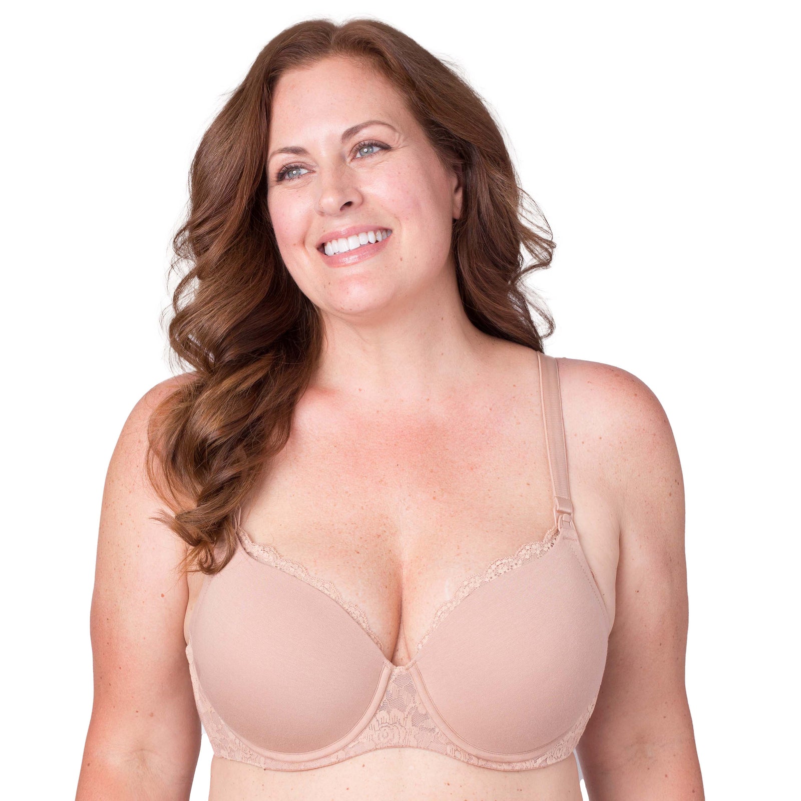 N3303 - Molded Cotton Nursing Bra with Lace Frame
