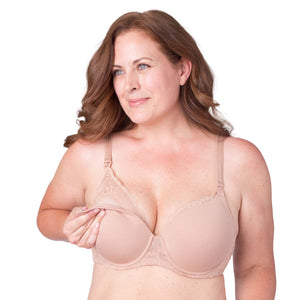 N3303 - Molded Cotton Nursing Bra with Lace Frame